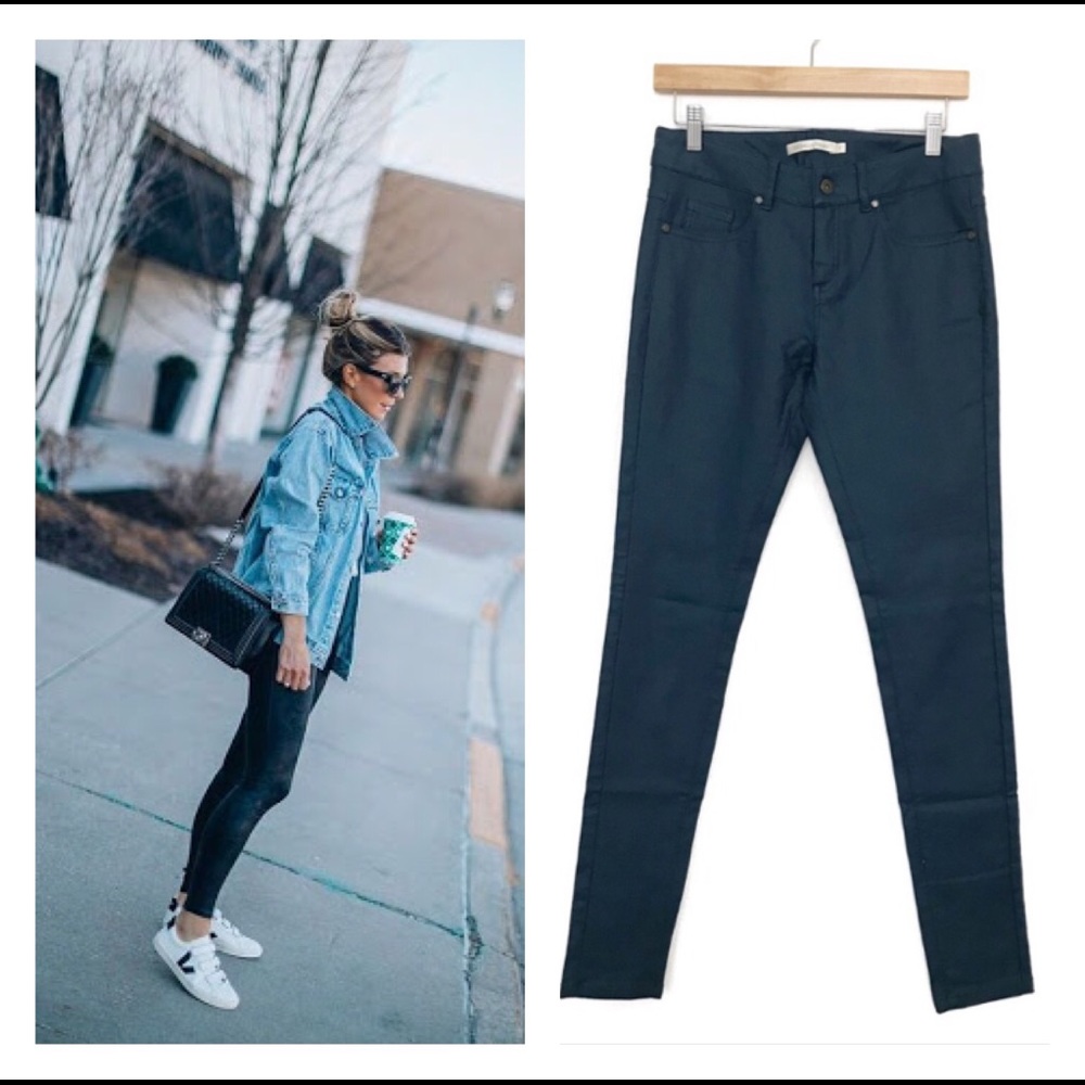 Michelle Belau Faux Leather Skinny Pant Blue